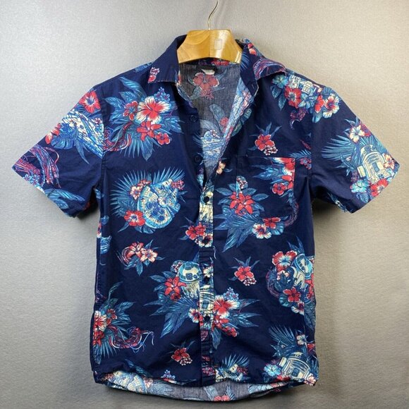 Star Wars Shirt Mens S Tropical Hawaiian Button Up Storm Trooper Empire R2 Lucas - Picture 1 of 9